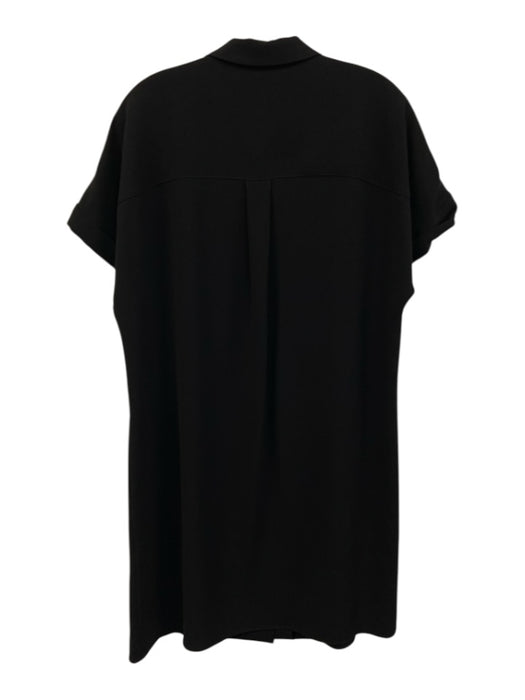 Lafayette 148 Size M Black Acetate Blend V Neck Peak Lapels Button Front Dress Black / M