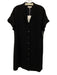 Lafayette 148 Size M Black Acetate Blend V Neck Peak Lapels Button Front Dress Black / M