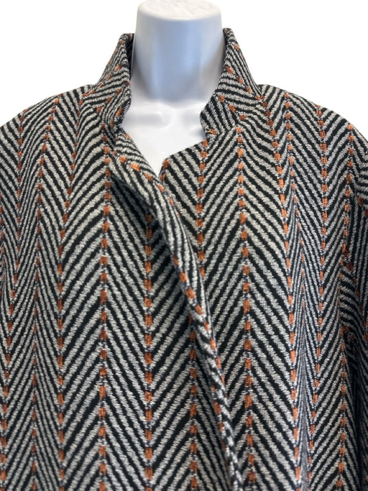 Ulla Johnson Size L Black, White & Brown Cotton Blend Chevron Button Front Coat Black, White & Brown / L