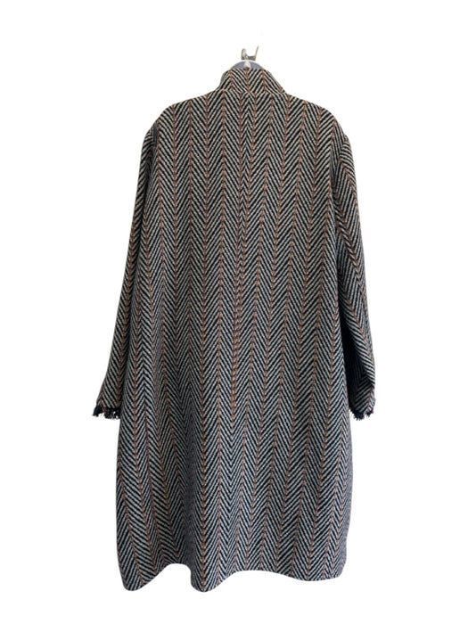 Ulla Johnson Size L Black, White & Brown Cotton Blend Chevron Button Front Coat Black, White & Brown / L