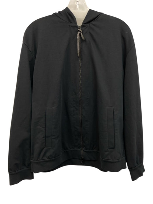 Brunello Cucinelli Size XXL Black Cotton Blend Zip Front Hooded Jacket Black / XXL