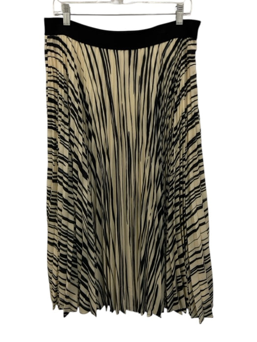 Proenza Schouler Size 10 Black & Cream Printed Sheer Chiffon Pleated Skirt Black & Cream / 10