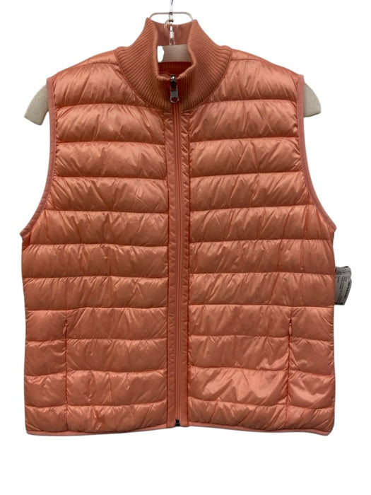 Falconeri Size L Orange Poly Blend Zip Front High Neck Padded Jacket Orange / L