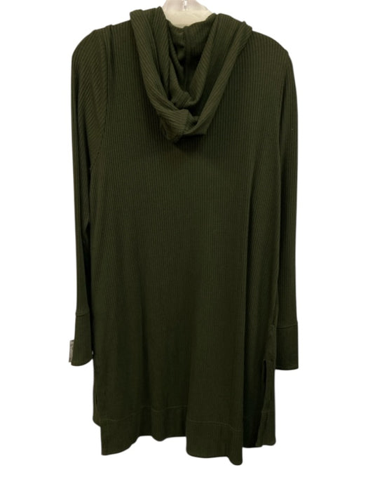 Athleta Size L Green Rayon Hood Long Sleeve Ribbed Cardigan Green / L