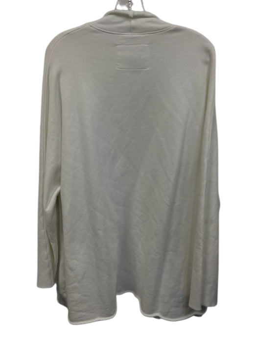 Frank & Eileen Size L White Cotton Open Front Long Sleeve Cardigan White / L