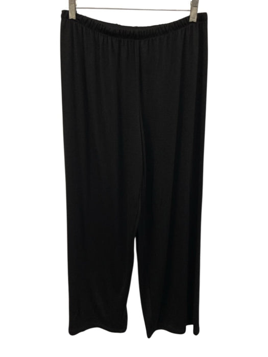 Vince Size L Black Cotton Blend Wide Leg Trouser Elastic Waist Pants Black / L