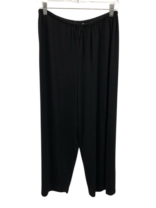 Vince Size M Black Cotton Blend Wide Leg Trouser Elastic Waist Pants Black / M