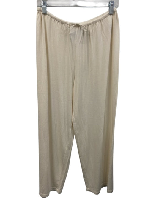 Vince Size M Cream Cotton Blend Wide Leg Trouser Elastic Waist Pants Cream / M