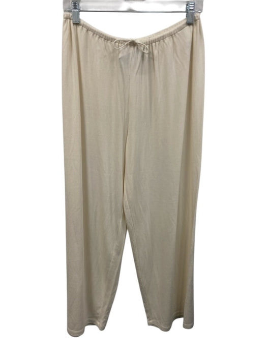 Vince Size M Cream Cotton Blend Wide Leg Trouser Elastic Waist Pants Cream / M