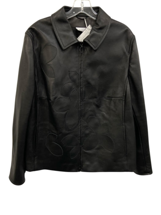 Akris Punto Size 14 Black Lamb leather Zip Front Jacket Black / 14