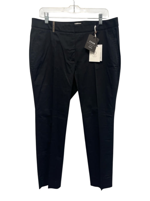 Peserico Size 50 Black Cotton Blend Zip & Hook Closure 4 Pocket Straight Pants Black / 50