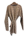 Intermix Size M Brown Wool & Cashmere Fringe Tie belt Patterned Cardigan Brown / M