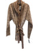Intermix Size M Brown Wool & Cashmere Fringe Tie belt Patterned Cardigan Brown / M