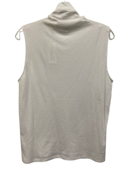 Vince Size XL White Cotton High Neck Sleeveless Top White / XL