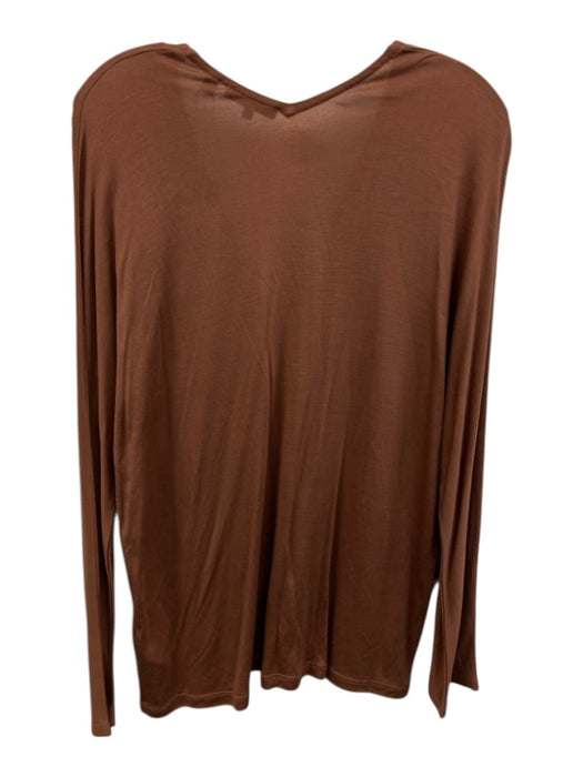 Vince Size XL Terracotta Modal V Neck Long Sleeve Semi Sheer Top Terracotta / XL