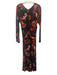 Cara Cara Size XL Black & Multi Viscose Long Sleeve Floral Ruched Maxi Dress Black & Multi / XL