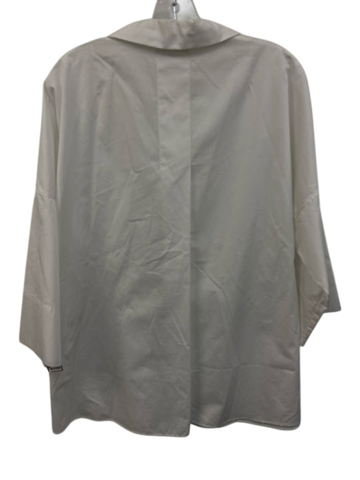 Akris Punto Size 12 White Cotton V Neck Long Sleeve Top White / 12