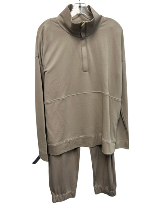 Alice Walk Size XL Beige Prima Cotton Blend 1/4 Zip Long Sleeve Pants Set Beige / XL