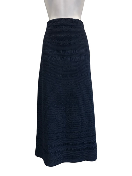 Lafayette 148 Size M Navy Blue Polyester Long Sleeve Shirred Midi Skirt Set Navy Blue / M