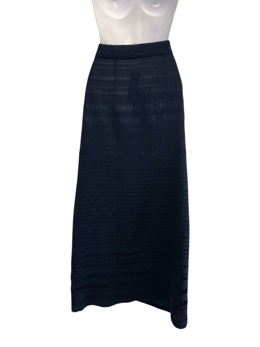 Lafayette 148 Size M Navy Blue Polyester Long Sleeve Shirred Midi Skirt Set Navy Blue / M