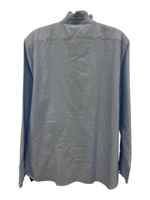 Nili Lotan Size XL Light Blue Cotton Long Sleeve Ruffle Collar Button Up Top Light Blue / XL