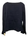 Lafayette 148 Size L Navy Blue Polyester Long Sleeve Shirred Flare Wrists Top Navy Blue / L