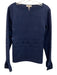 Lafayette 148 Size L Navy Blue Polyester Long Sleeve Shirred Flare Wrists Top Navy Blue / L