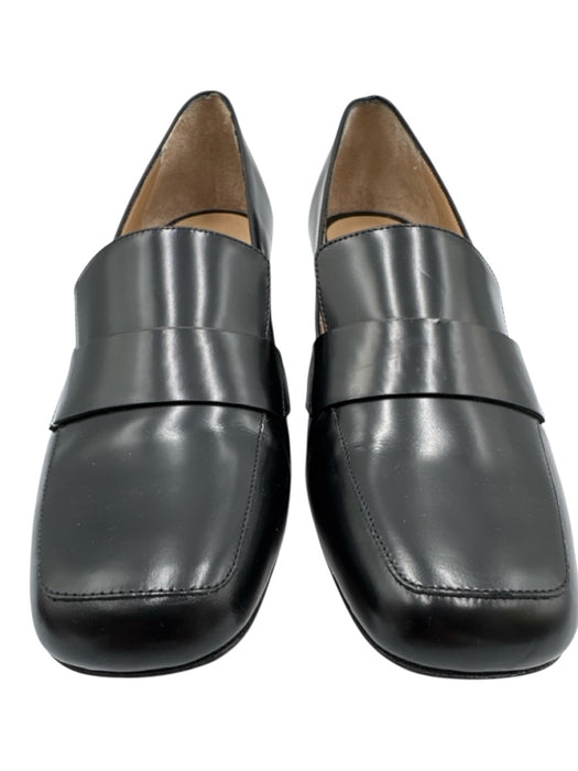 M. Gemi Shoe Size 40 Black Leather Upper Low Block Heel Square Toe Loafers Black / 40