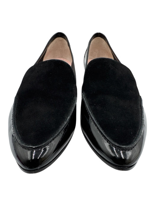 Kate Spade Shoe Size 9 Black Leather Upper Suede Patent Round Almond Toe Loafers Black / 9