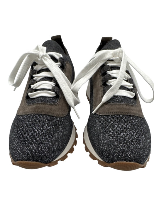 Brunello Cucinelli Shoe Size 39.5 Gray & Taupe Textile & Leather Upper Sneakers Gray & Taupe / 39.5