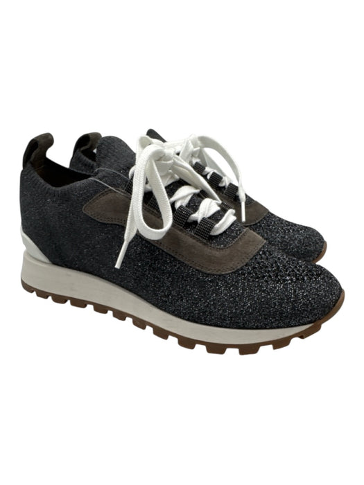 Brunello Cucinelli Shoe Size 39.5 Gray & Taupe Textile & Leather Upper Sneakers Gray & Taupe / 39.5