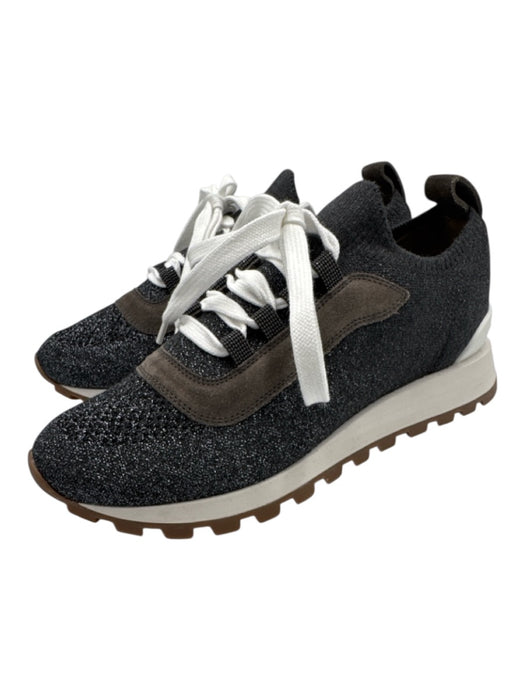 Brunello Cucinelli Shoe Size 39.5 Gray & Taupe Textile & Leather Upper Sneakers Gray & Taupe / 39.5