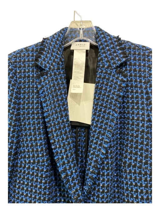 Akris Punto Size 12 Blue & Black Cotton & Polyester Tweed Hidden buttons Jacket Blue & Black / 12