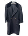 Jones New York Size L Black Wool Velvet Collar Double Breast Trench Coat Black / L