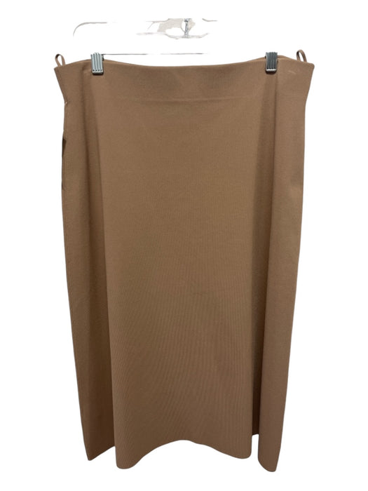 Vince Size L Camel Brown Viscose Blend Knife Pleats Elastic Waist Skirt Camel Brown / L