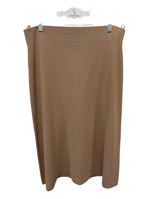 Vince Size L Camel Brown Viscose Blend Knife Pleats Elastic Waist Skirt Camel Brown / L