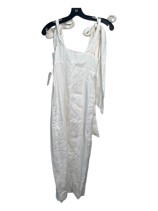 Dissh Size 2 White Linen Tie Straps Square Neck Midi Side Zip Dress White / 2