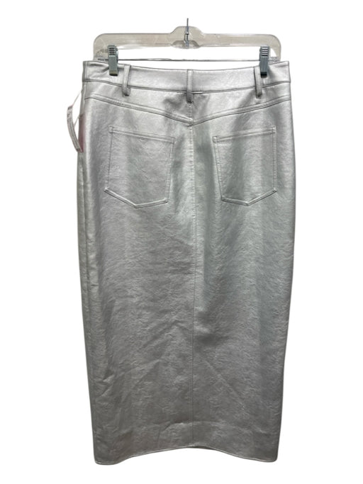 Wayf Size M/L Silver Polyurethane High Rise Metallic Front Slit Maxi Skirt Silver / M/L