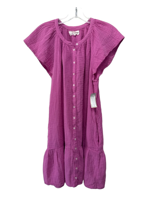 XiRENA Size M Pink Cotton Gauze Button Down Cap Sleeve Dress Pink / M