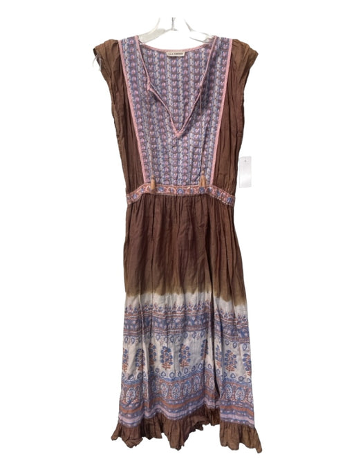 Ulla Johnson Size Est M Brown, Pink & Blue Missing Fabric Tag Sleeveless Dress Brown, Pink & Blue / Est M