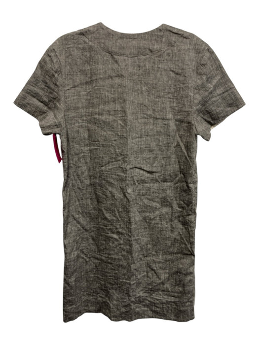 Theory Size S Gray Linen Blend Split V neckline Short Sleeve Knee length Dress Gray / S
