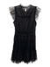 ALLSAINTS Size 6 Black Polyester Blend Glitter Gathered Ruffle Cap Sleeve Dress Black / 6