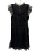 ALLSAINTS Size 6 Black Polyester Blend Glitter Gathered Ruffle Cap Sleeve Dress Black / 6