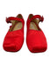 Sandy Liang Shoe Size 37 Red Satin Leather Mary Jane Gathered Square Toe Flats Red / 37