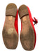 Sandy Liang Shoe Size 37 Red Satin Leather Mary Jane Gathered Square Toe Flats Red / 37