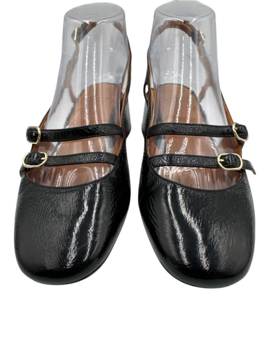 Sezane Shoe Size 37 Black Leather Slingback buckle straps Block heel Pumps Black / 37