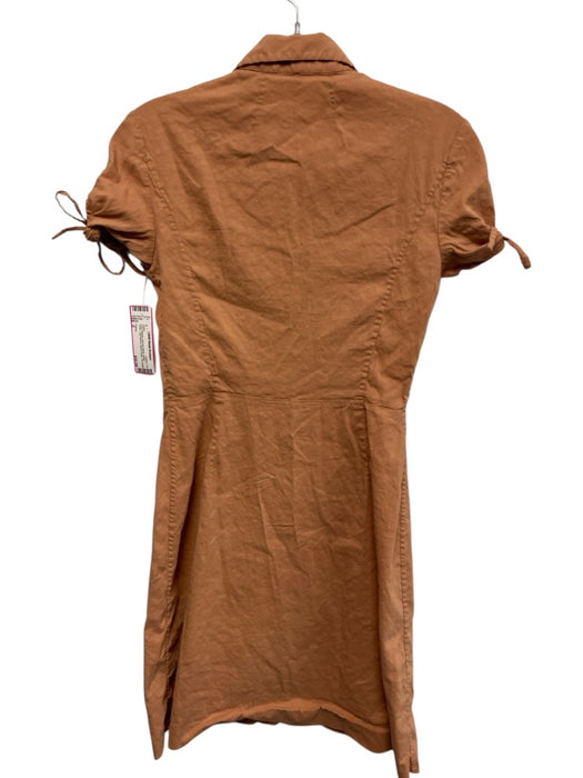 Theory Size 2 Clay Orange Viscose Blend Button Down Cap Sleeve Above Knee Dress Clay Orange / 2