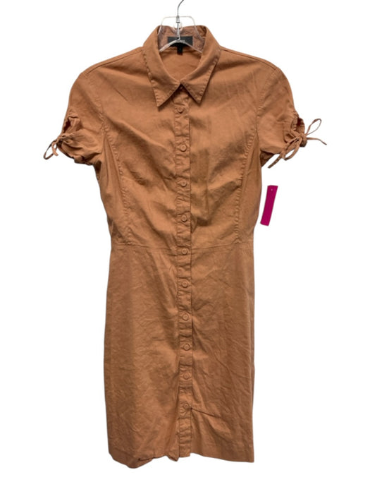 Theory Size 2 Clay Orange Viscose Blend Button Down Cap Sleeve Above Knee Dress Clay Orange / 2