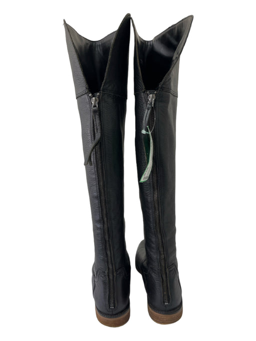 Franco Sarto Shoe Size 8.5 Black Pebbled Leather Back Zip Round Almond Toe Boots Black / 8.5