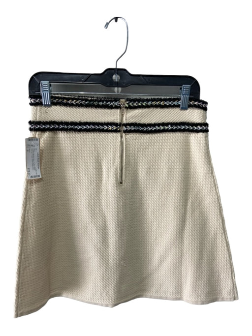 Pinko Size M Cream, Black & Multi Cotton Blend Pointed Fringe Mini Skirt Cream, Black & Multi / M